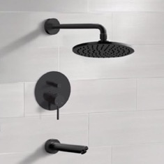 Matte Black Tub and Shower Faucet Set